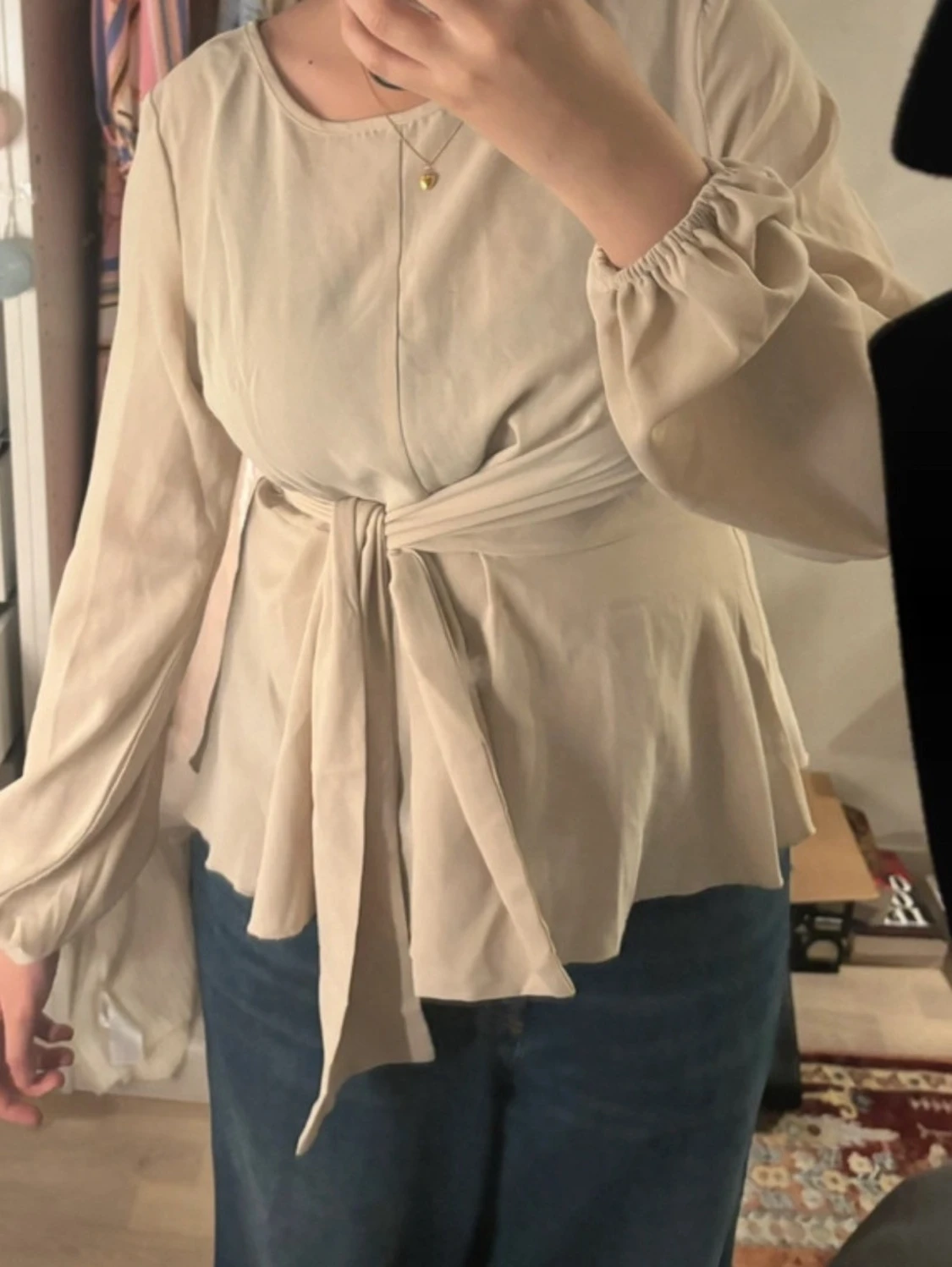 Beige wrap blouse - 1