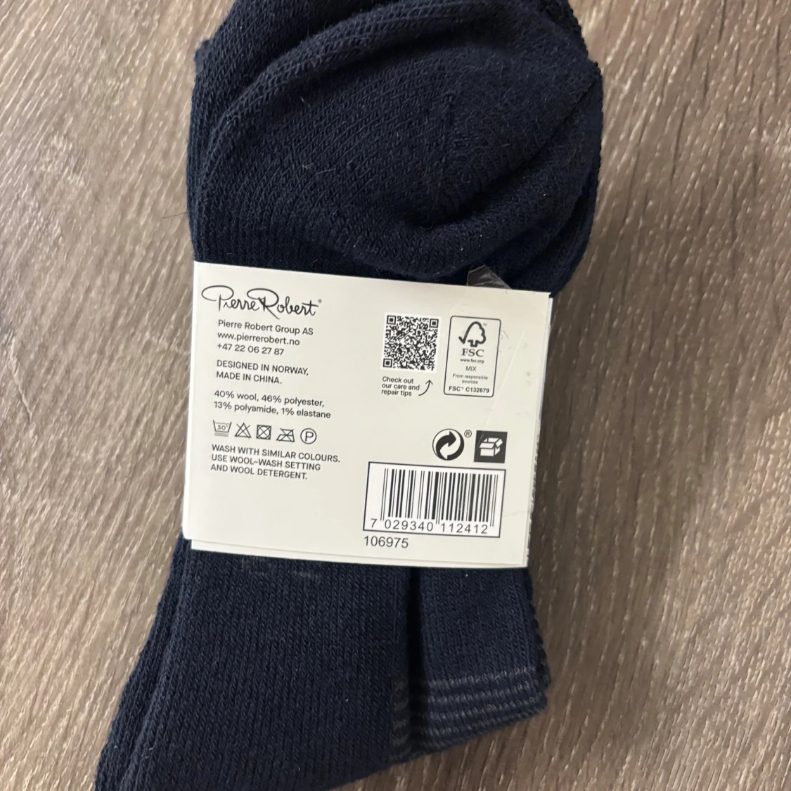 Tjocka svarta ullsockor Pierre Robert - 1