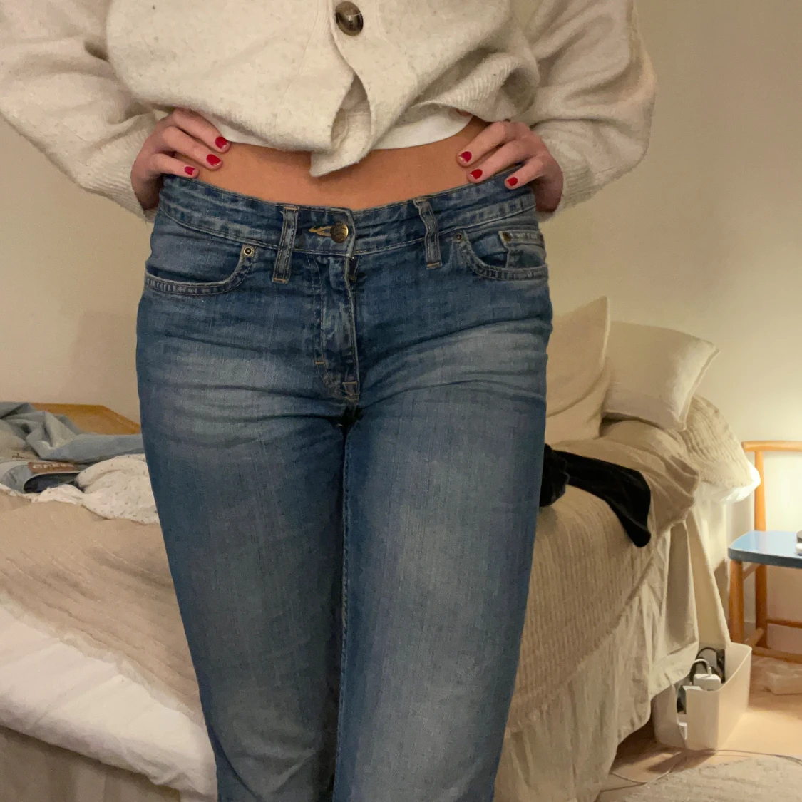 Mörkblå bootcut jeans - 3