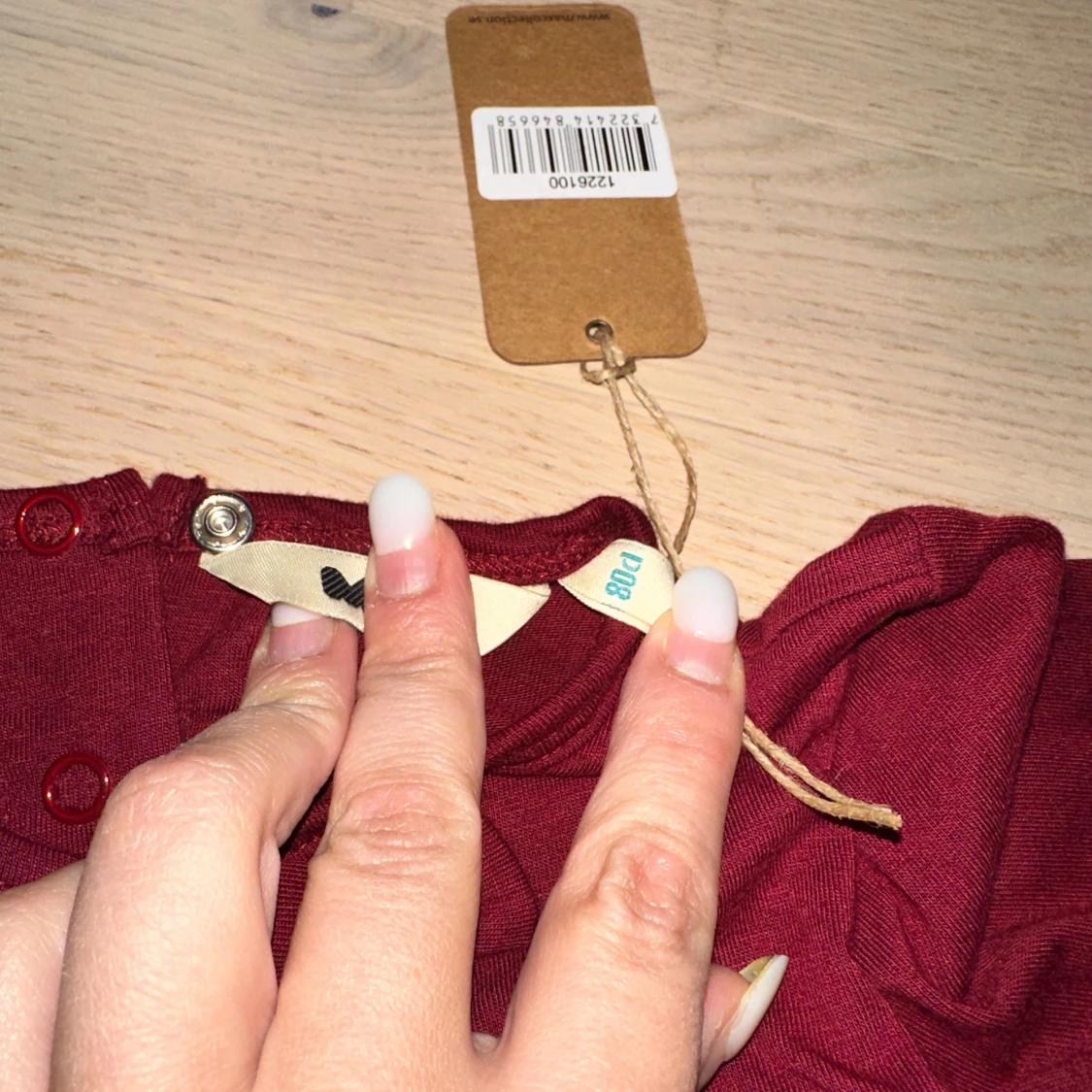 Vinröd sammetsklänning med rosett 🎁 julklänning  - 1