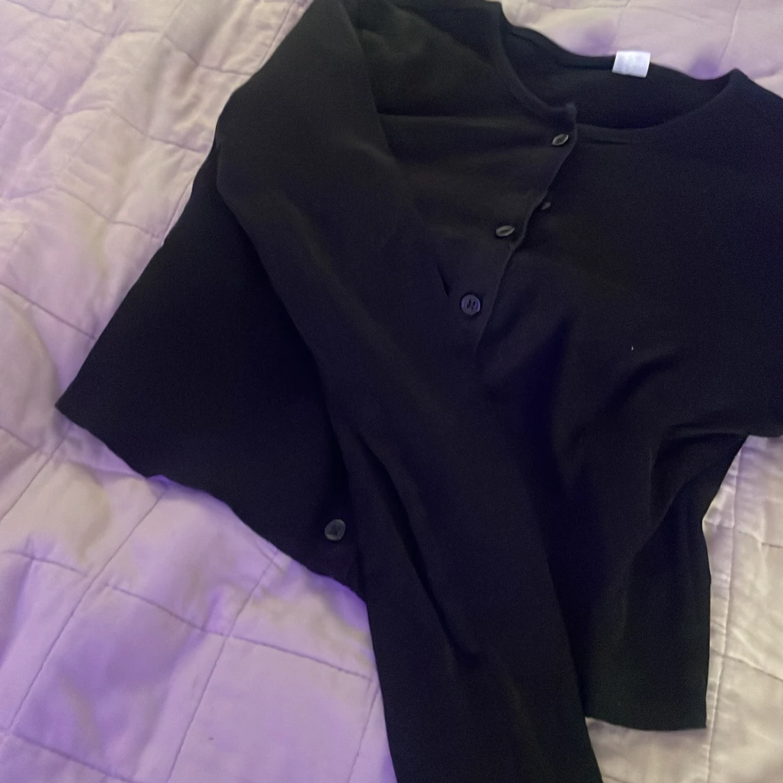 Svart kofta med knappar, stl S - 4