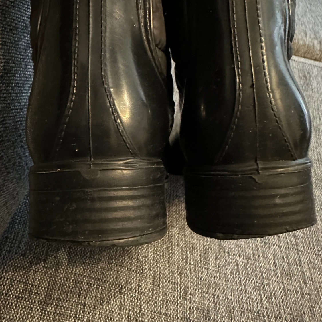 Svarta quiltade boots med platt sula strl: 37 - 3