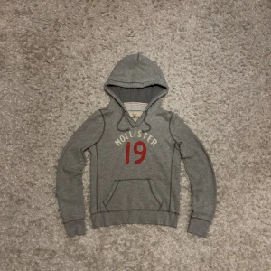Grå hoodie från hollister - Riktigt snygg grå hoodie från hollister. Den är i mycket gott skick utan defekter. Står storlek M men den sitter mindre som en S. Tveka inte på o skriva vid fler frågor!