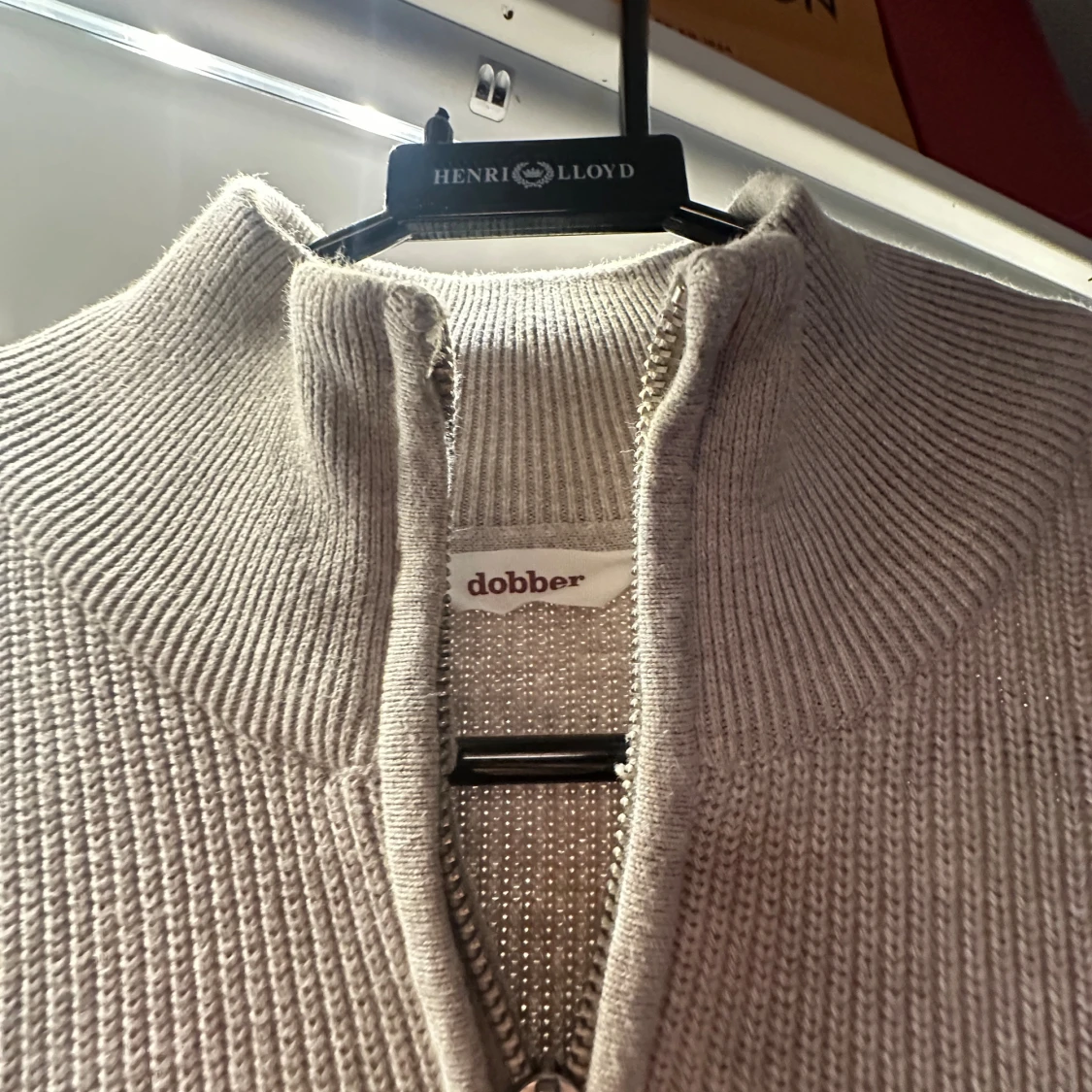 Grå stickad half zip-tröja Dobber - 2