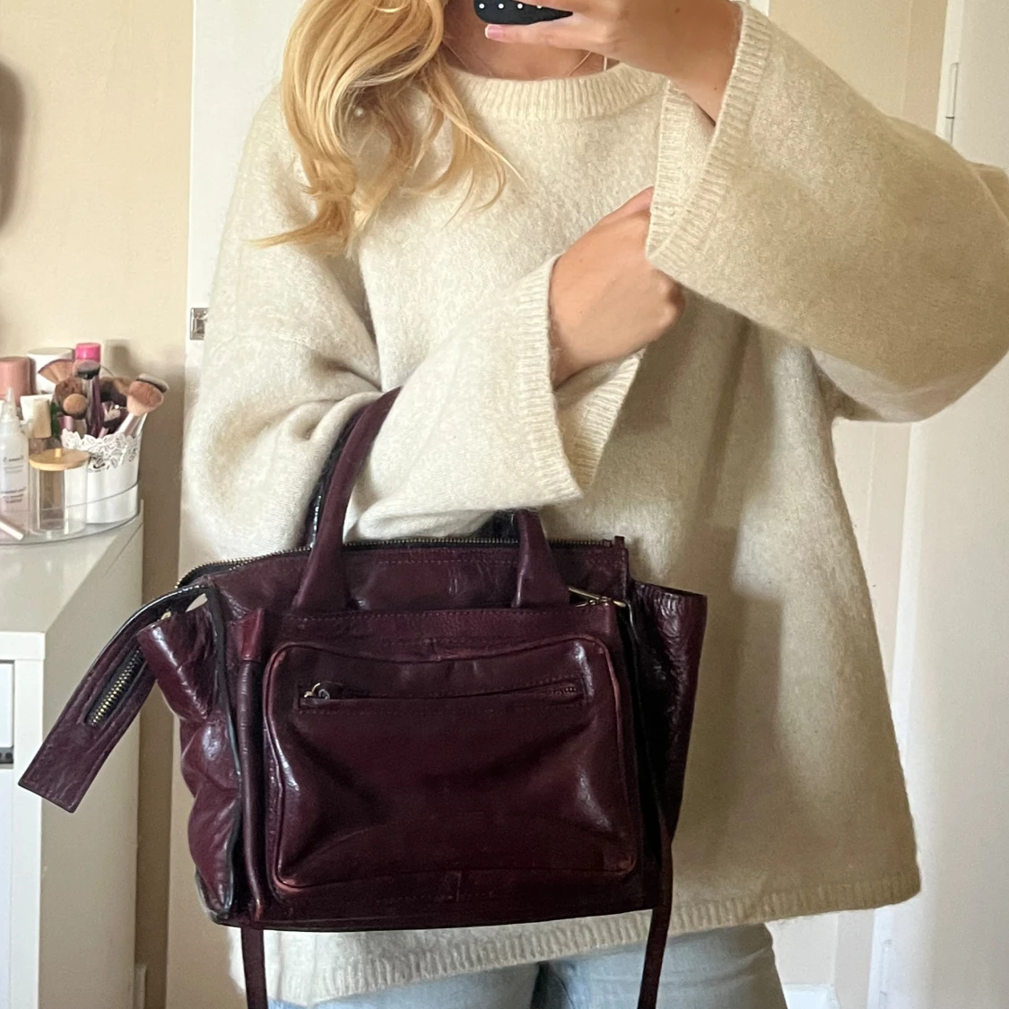 Röd handväska skinn zara - 1