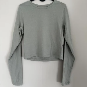 Ljusgrön långärmad topp i kortare modell - En enkel och stilren ljusgrön långärmad topp med rund hals. Modellen är croppad. 
