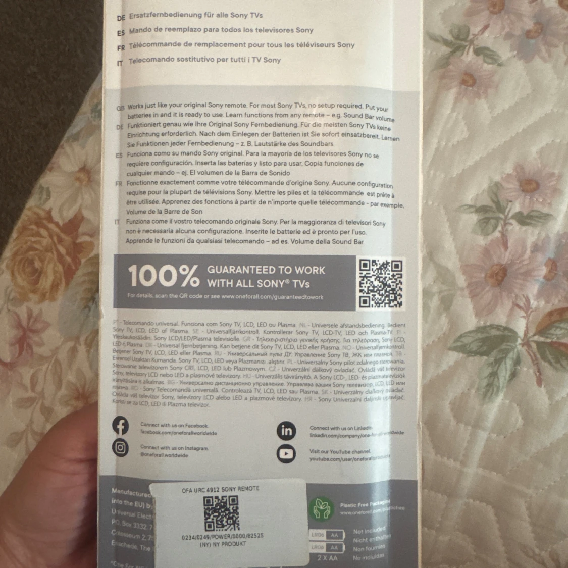 OFA URC 4912 Sony Remote - 1