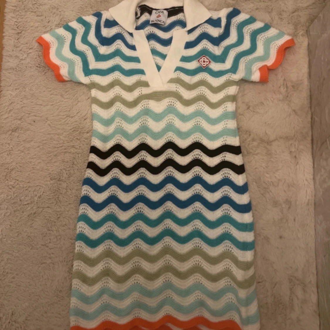 Randig stickad klänning Casa Blanca