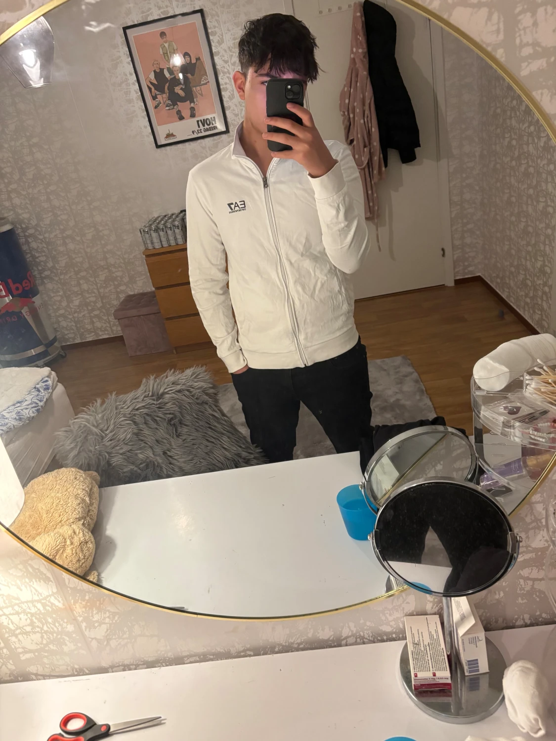 Vit EA7 zipjacka med hög krage - 2