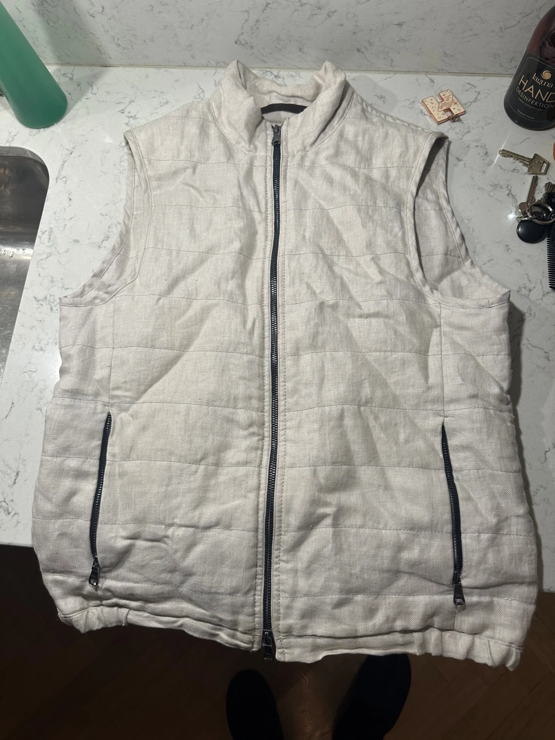 Vit/beige linneväst från Oscar jacobsson - 4