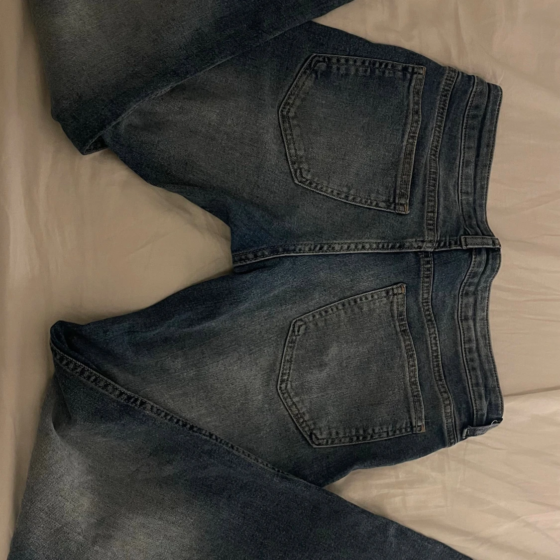 Blå lågmidjade bootcut jeans - 1