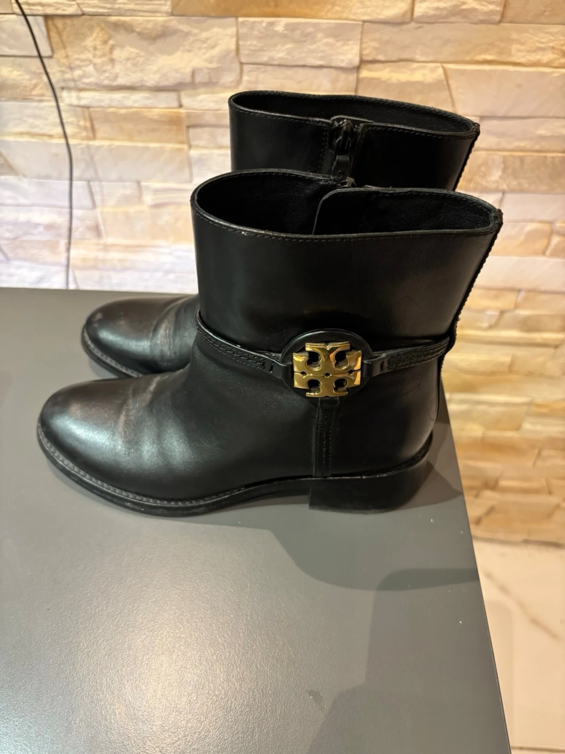 Svarta boots i skinn med dragkedja - 4