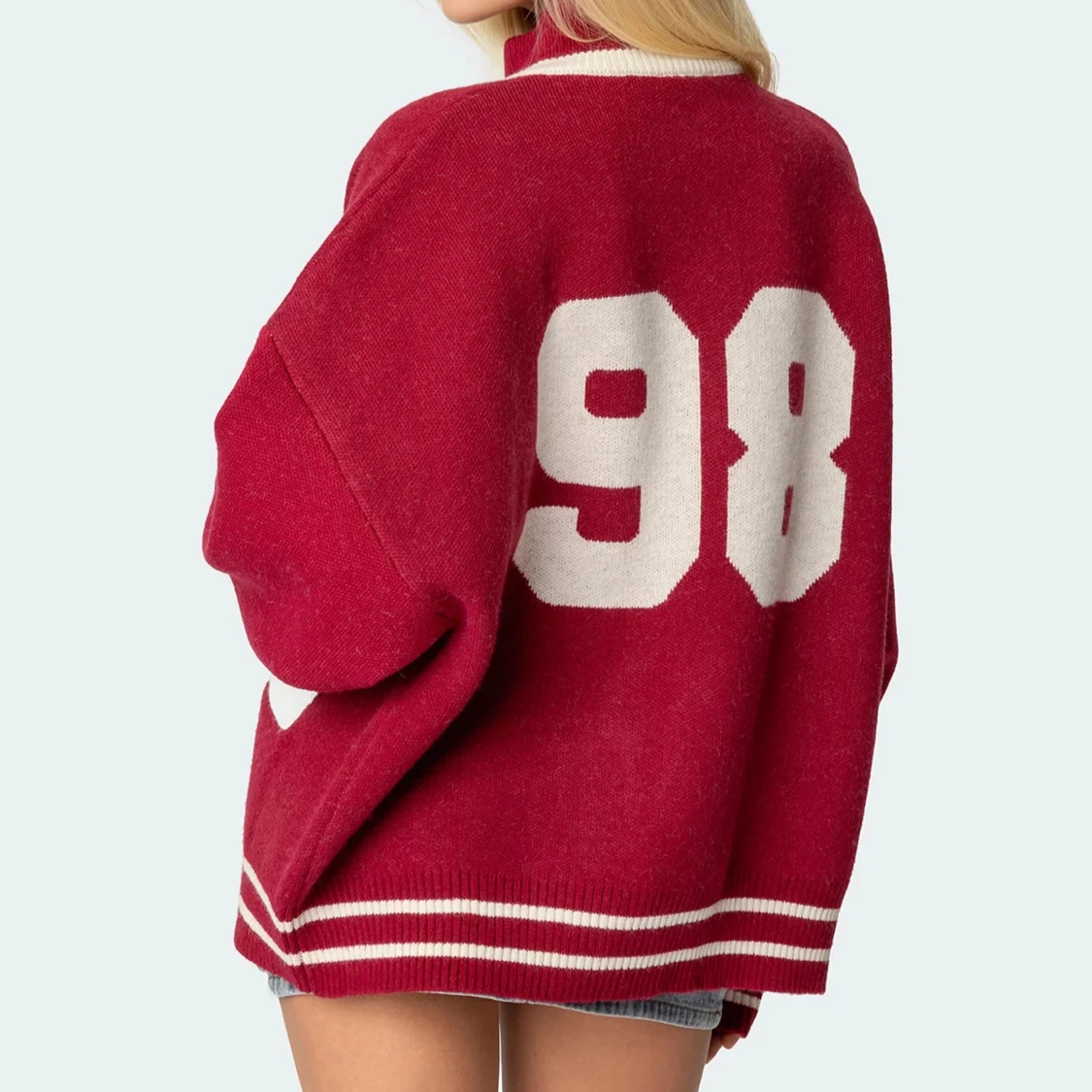 Röd kofta/jacka med dragkedja från Edikted - 1