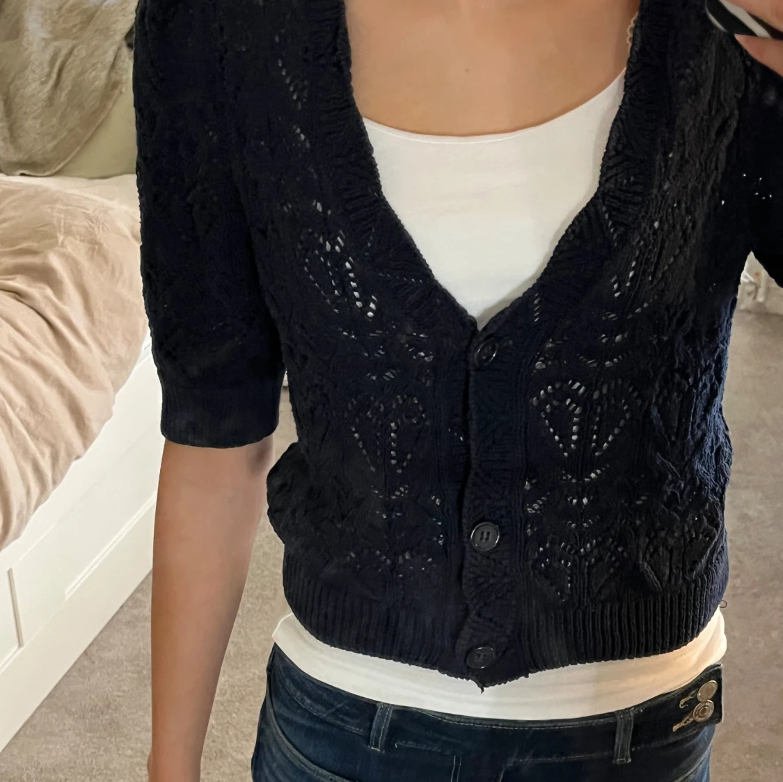 Söt Mörkblå kofta - 1