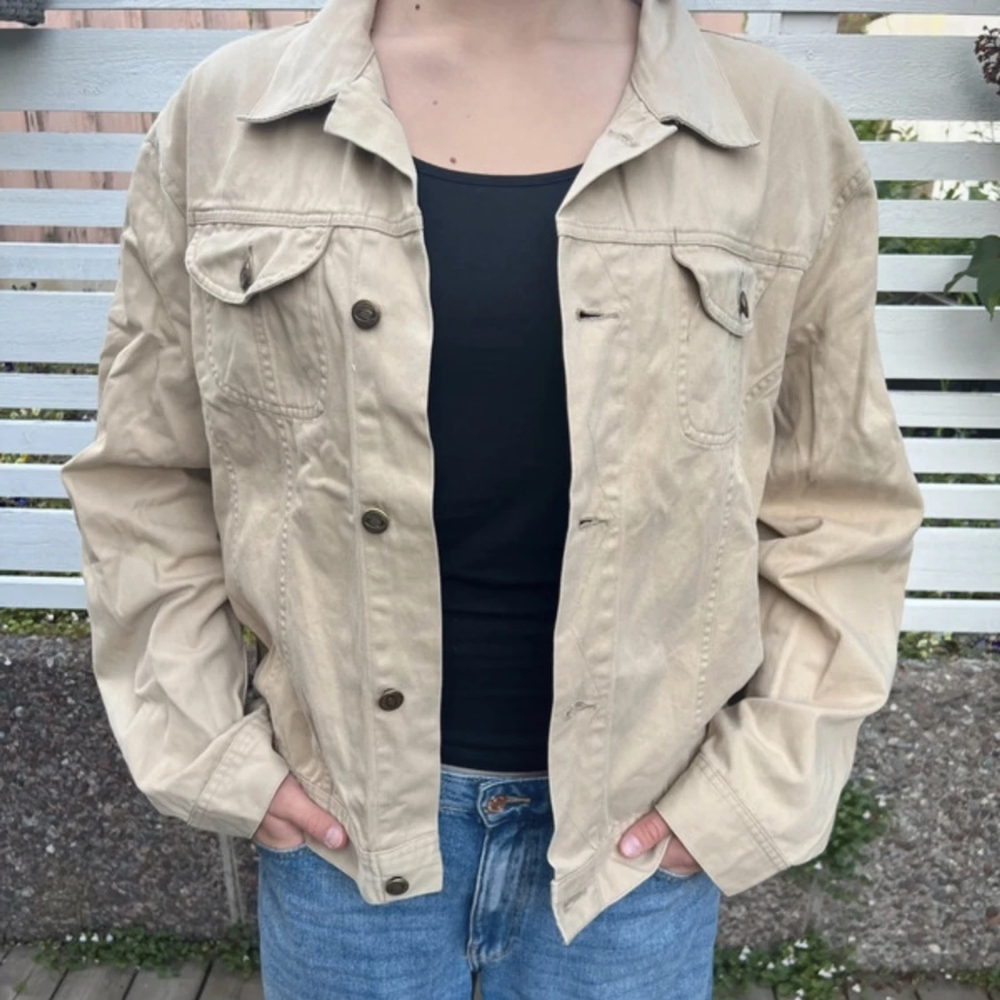Beige jeansjacka - 90