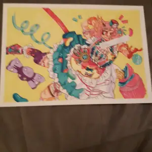 Hand drawn by me with markers! Super cute and super colorful to use as a poster or just a decoration. Before complaining about the price please remeber this took 3days to draw and i spent around 5-6h drawing. Its also high quality paper and alot of detail