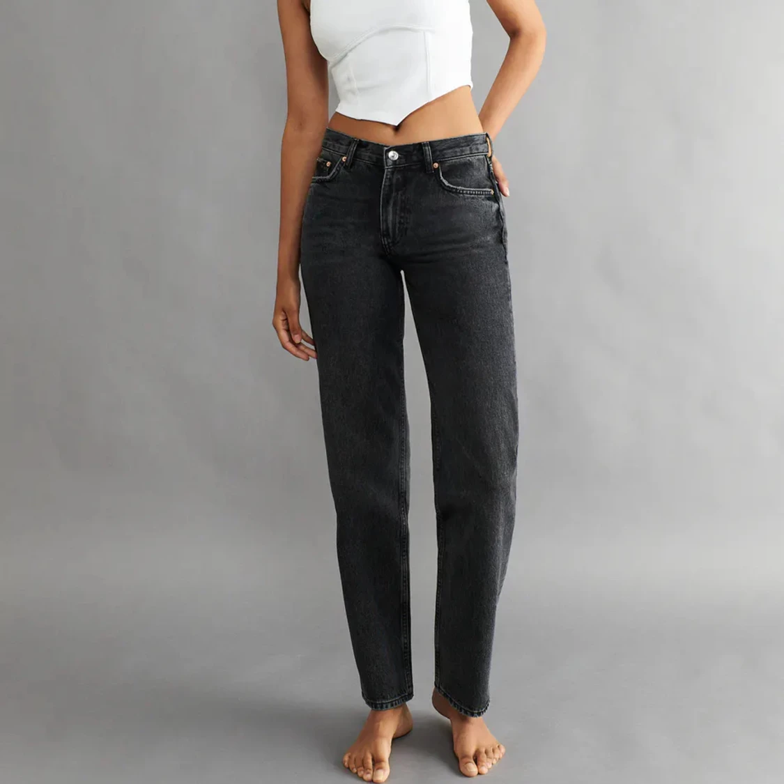 Svarta lågmidjade jeans - 91