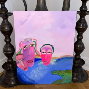 Konstverk ansikten   - Tavla i akryl. Mått 60x80 