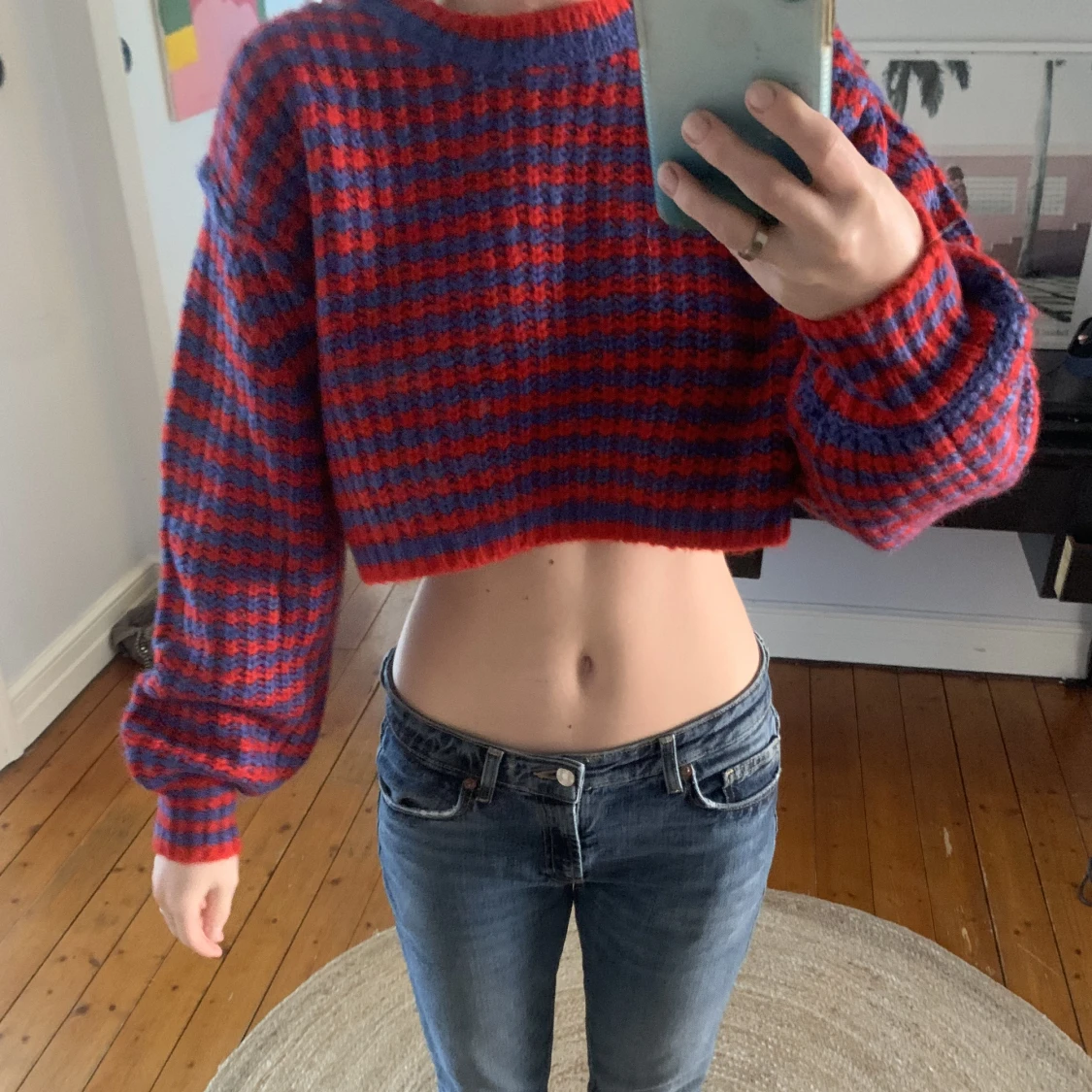 Stickad randig tröja