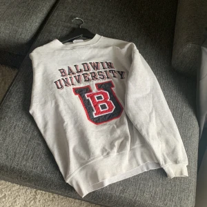 Collegetröja - En tröja jag köpt second-hand från en sida på Instagram som heter selectedvintage. Lite sliten på på märket. Står i tröjan att de är strlk L, men skulle säga mer S eller något mindre M ! :)