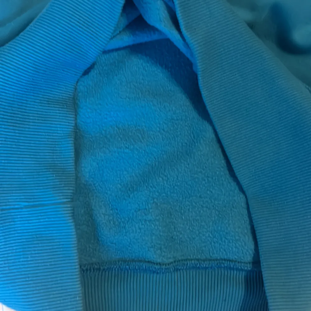 Snygg blå hoodie, tjockt material med tryck på båda sidor, lite nopprig men skick 7/10, går ej att köpa längre vad jag vet. . Hoodies.