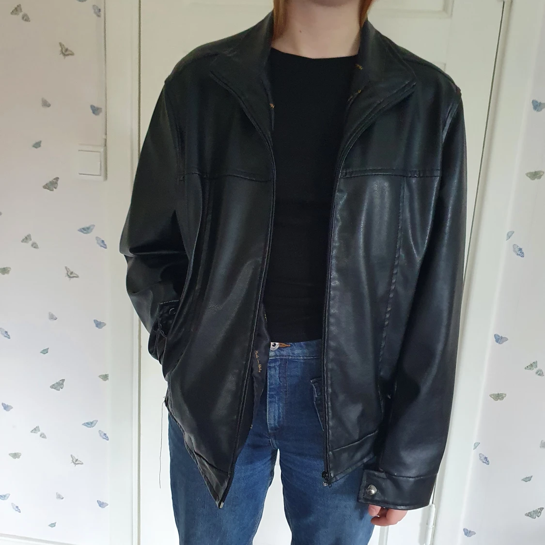 Svart skinnjacka - 90