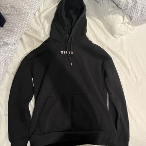 Svart hoodie med tryck på rygg - Hoodie med tryck på ryggen ifrån Only&Sons. Storlek S. Sparsamt använd. Pris kan diskuteras. 
