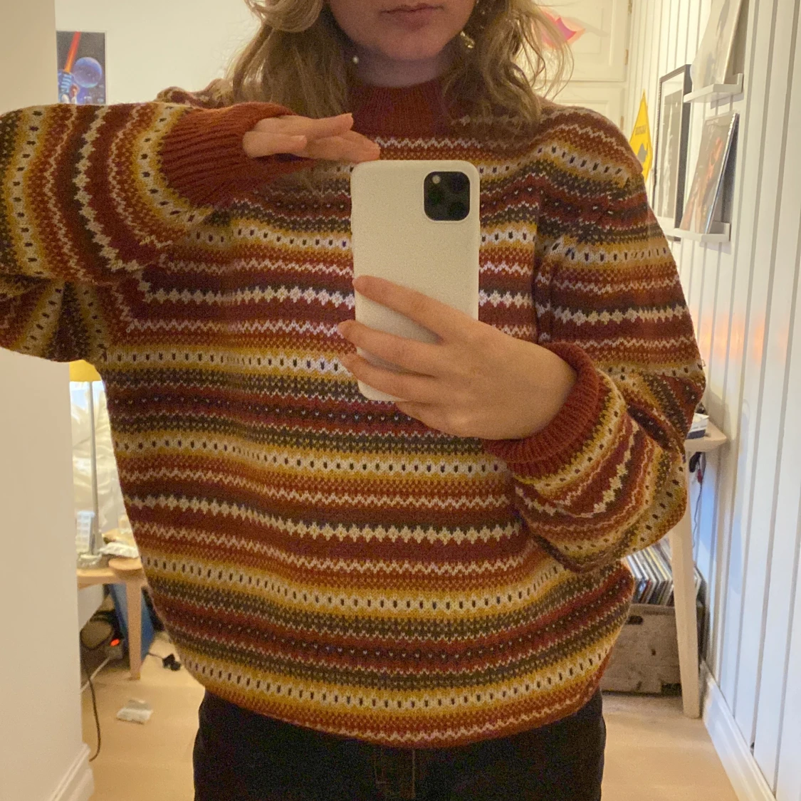 stickad farfarströja