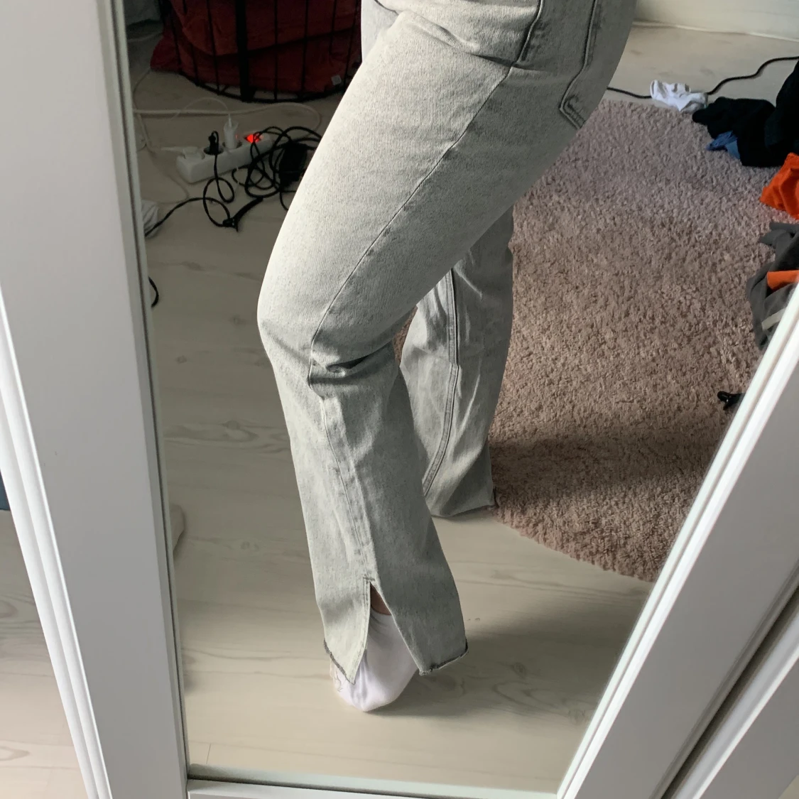 Midwaist jeans med slits - 91