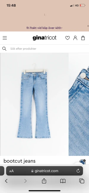 Gina Young bootcut jeans - Säljer nu mina bootcut jeans i färgen ljusblå. Säljer de pga har ett par liknande. De är i storlek 158 men är som XS/S. Använda 2-3 gågner!🫶🏻🌸