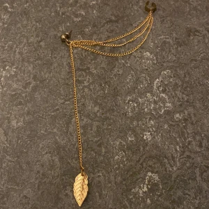 Örhängen  - Guldigt örhänge som man spänner fast på örsnibben så att kedjorna hänger ner. Helt oanvänd. Kontakta vid frågor!