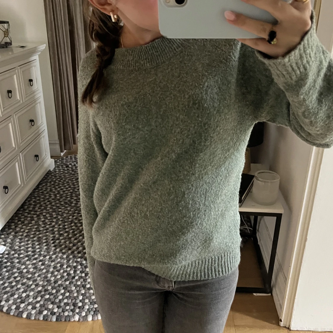 Grön stickad tröja - 90