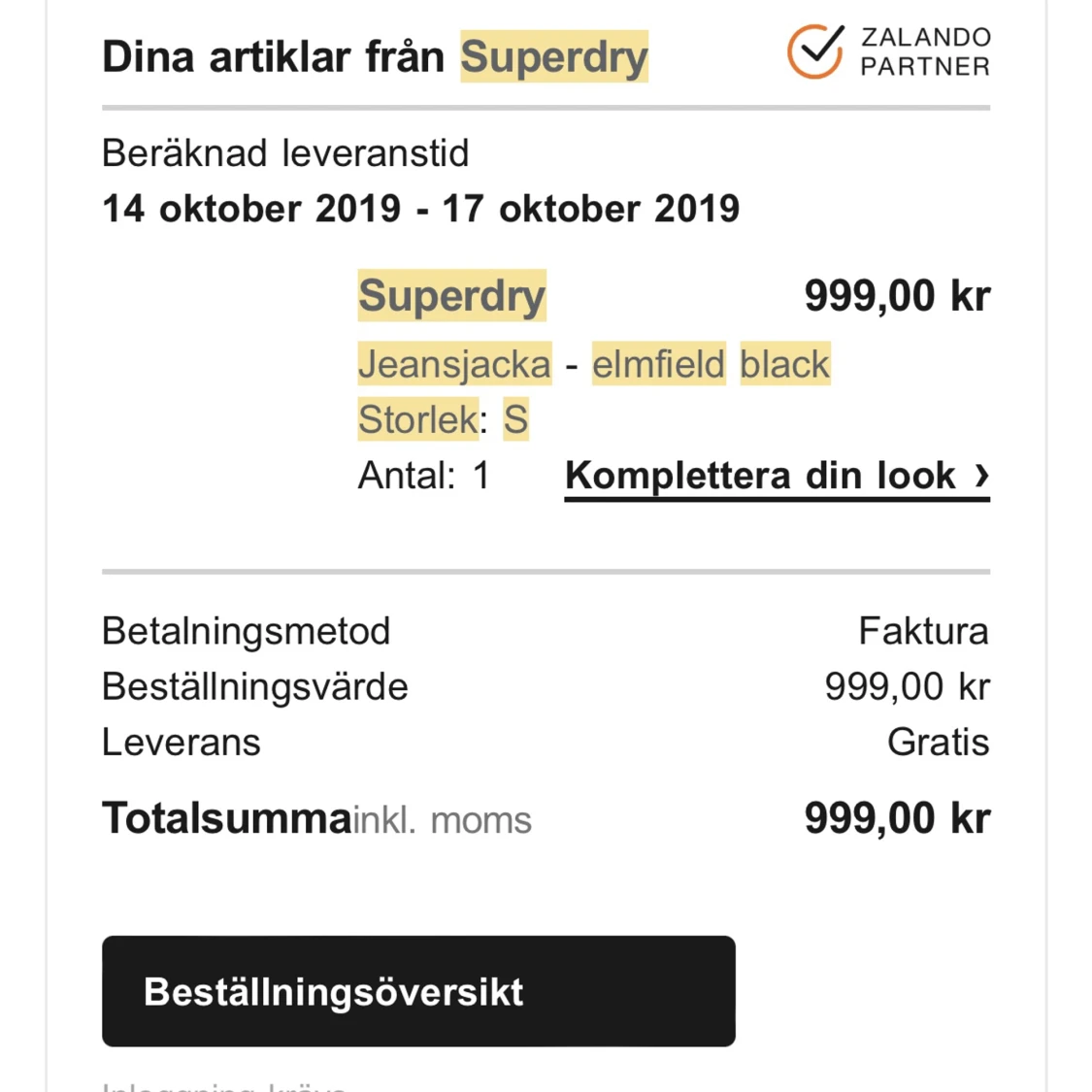 Superdry Jeansjacka - elmfield black - Storlek: S - 90