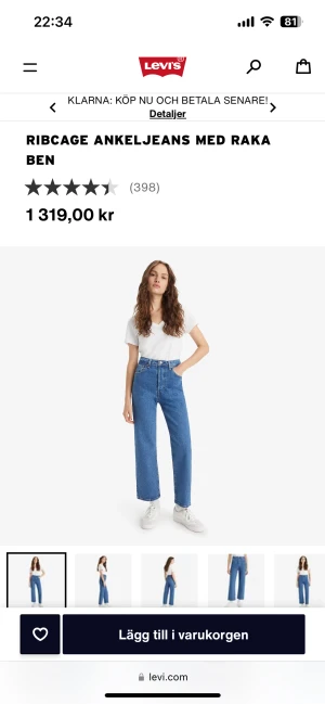 Levis ribcage straight ankle - Utmärkt skick använda ett fåtal gånger, strl 29