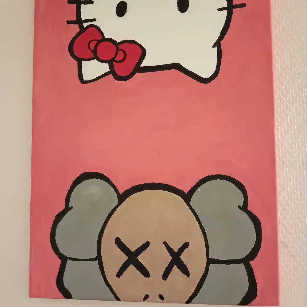En jätte fin hello kitty x kaws målning som jag har målat själv, Dm mig om du vill köpa. Övrigt.