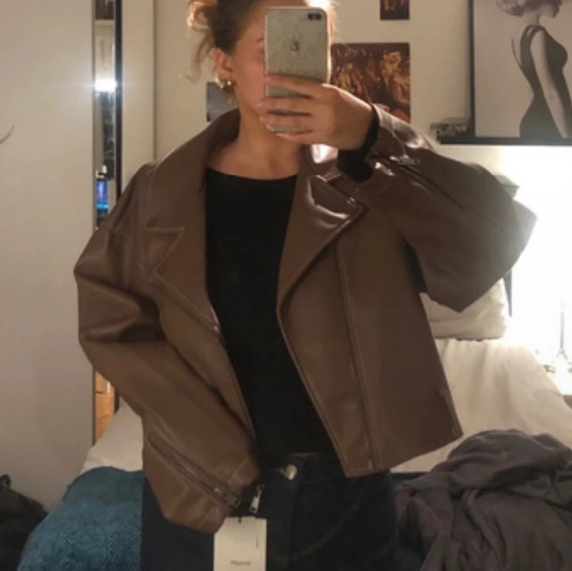 Brun Skinnjacka - 90