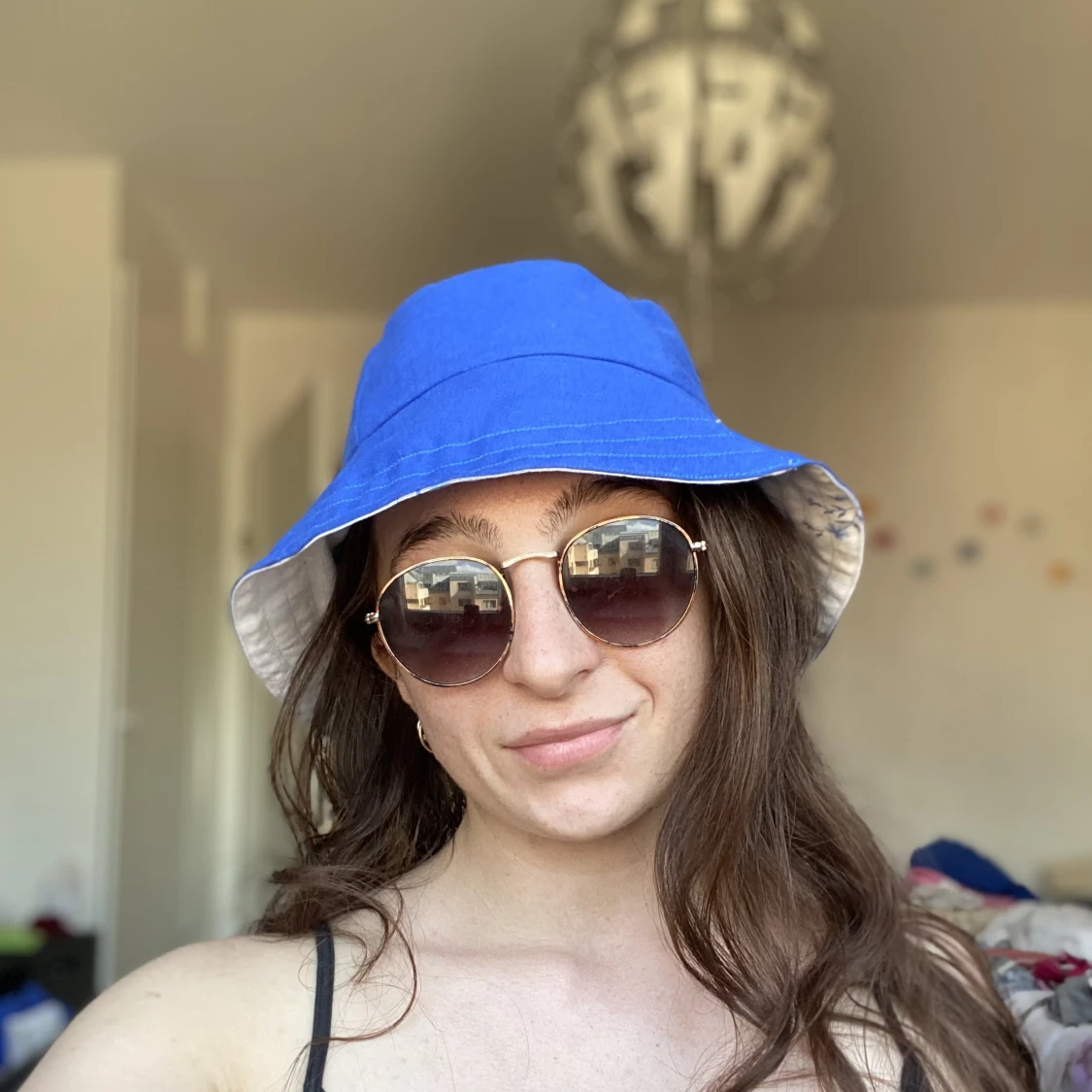 Handgjord blå Bucket hat 