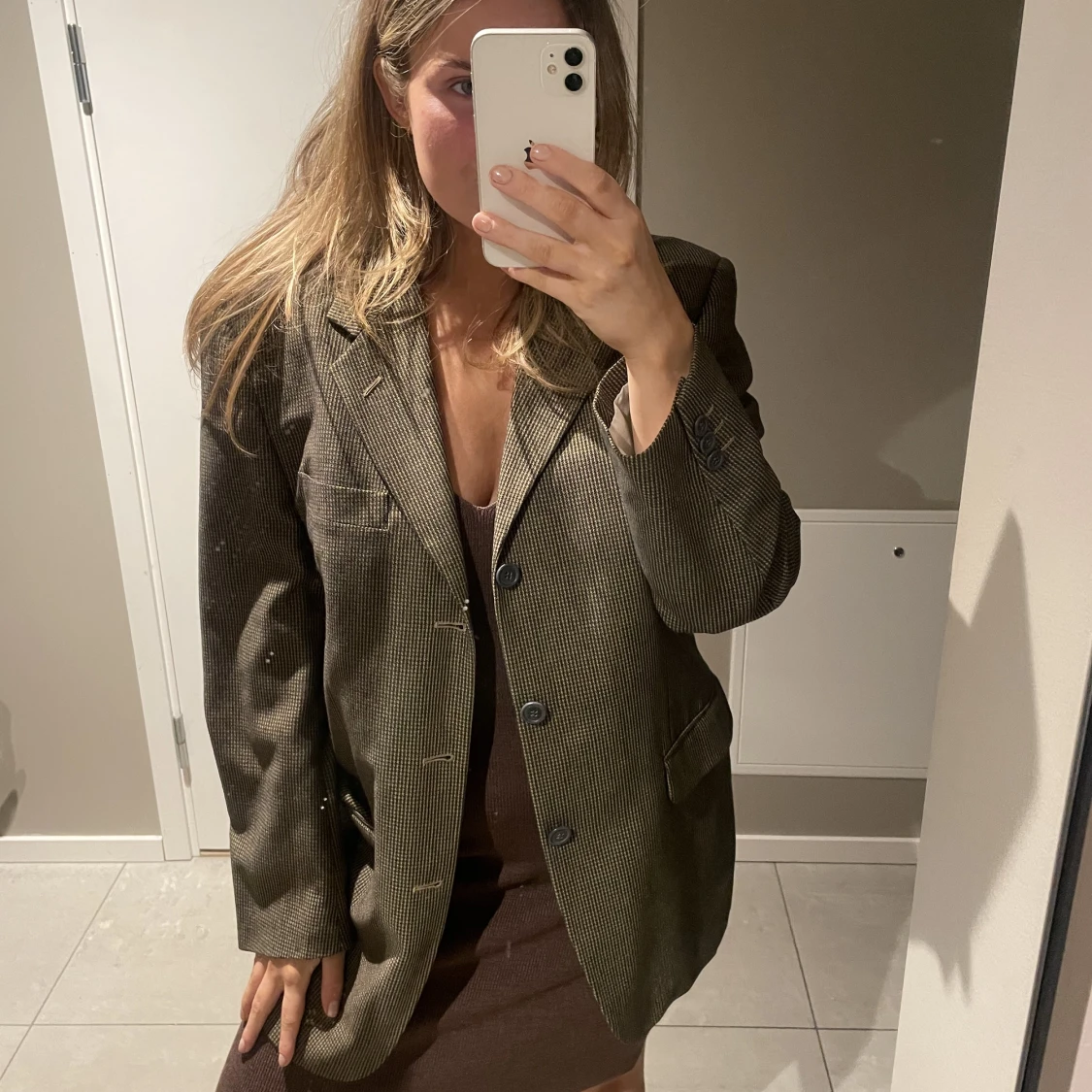 Vintage rutig oversized kavaj 