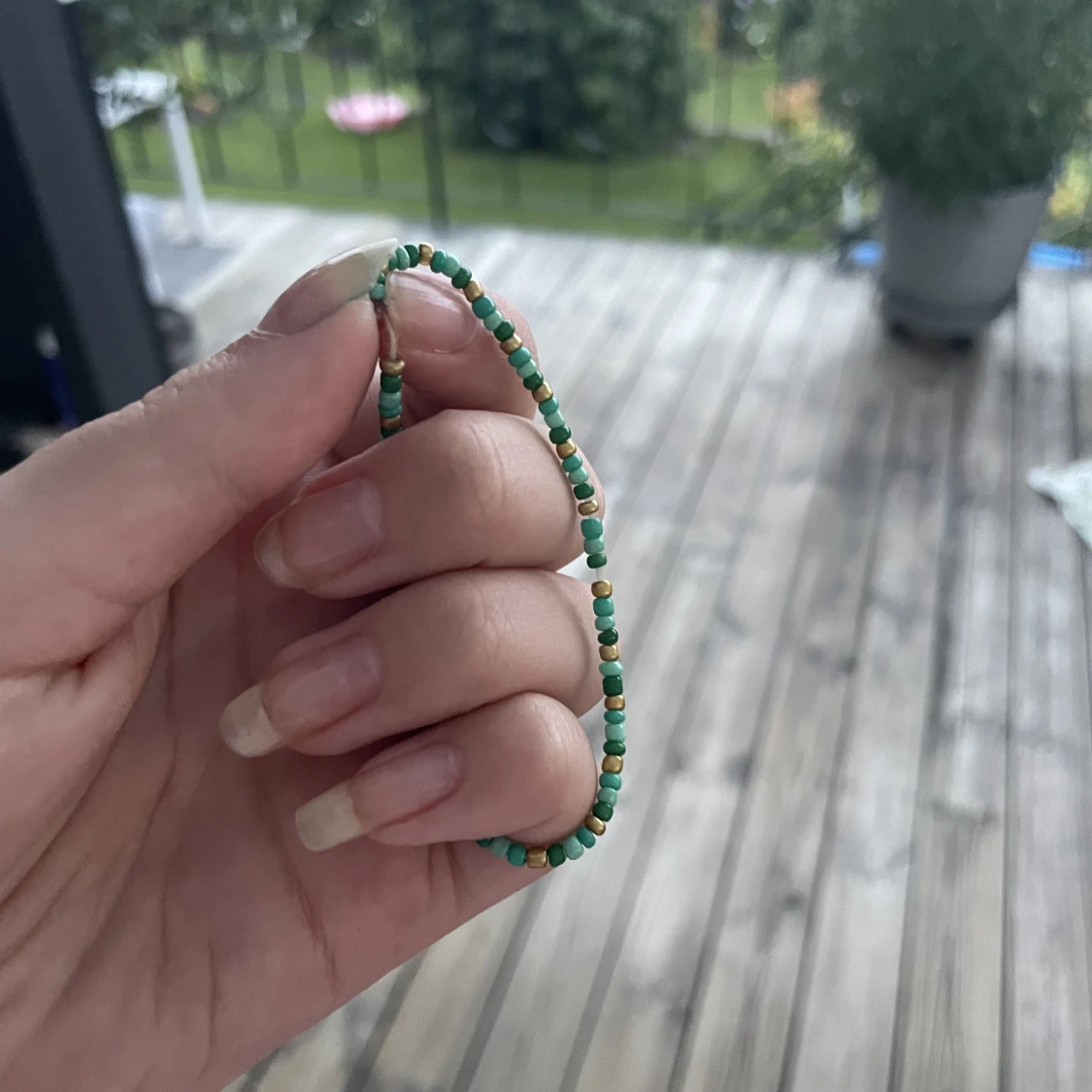 Grönt pärl armband - 90