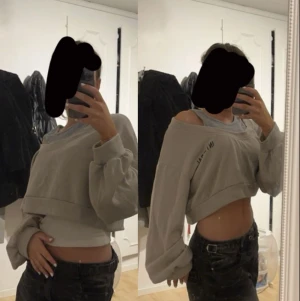 Gullig crop top - Jätte söt unik beige / grå crop top tröja. Super mysigt material. Delarna sitter ihop