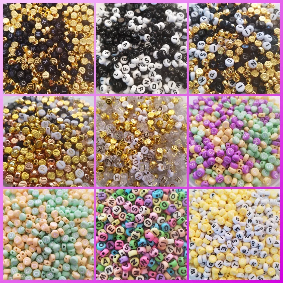 200 PACK! Bokstavspärlor + Armbandstråd 