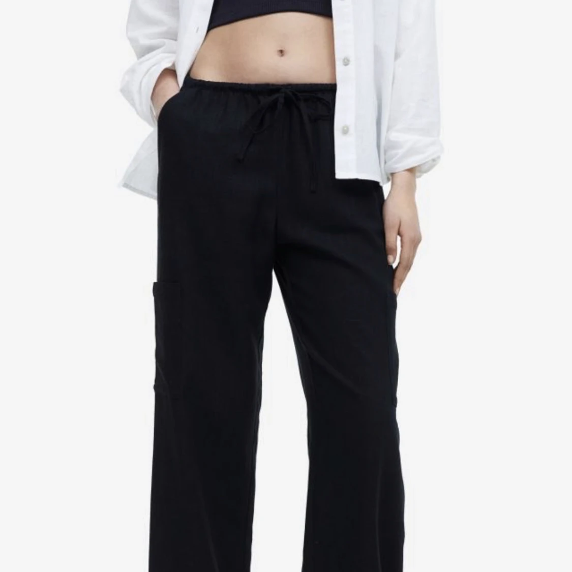 Svarta Linnebyxor  - 90