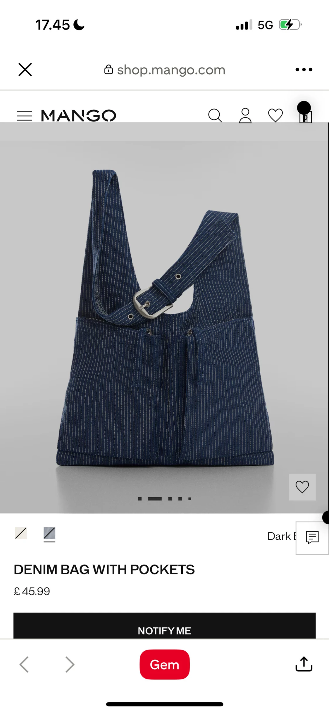 Randig blå axelväska från Mango - 1