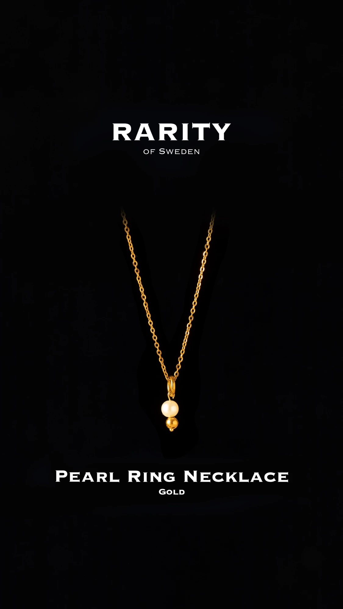 Pearl Ring Necklace - Gold: Unikt Guldigt halsband med pärla