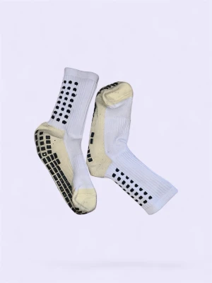 	Anti-slip grip sole for maximum stability - Grip socks, one size, new / like new condition! White athletic grip socks with anti-slip silicone sole for maximum stability and comfort — perfect for gym, yoga, pilates, or indoor sports. Ready to ship.