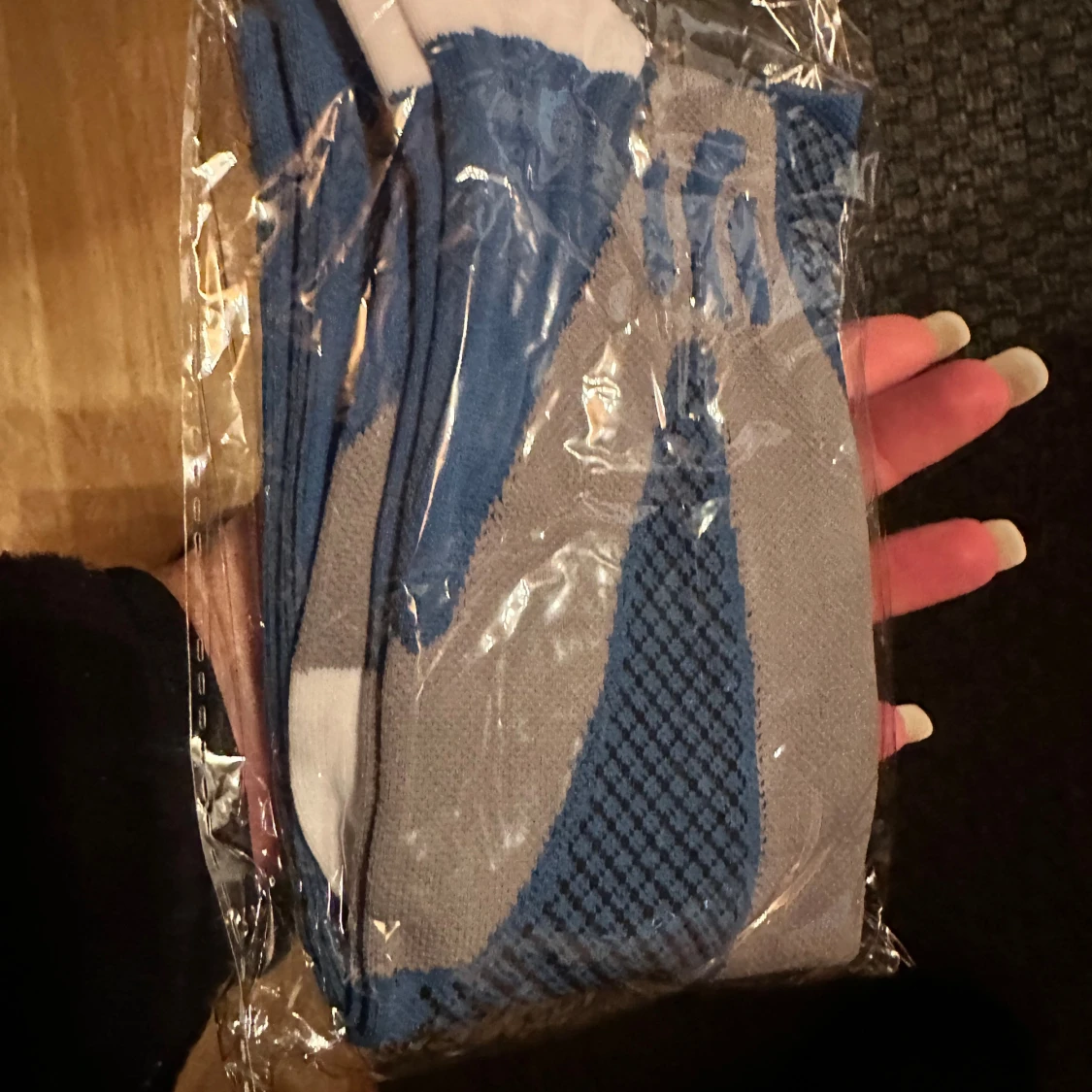 Blå och grå sportstrumpor W/S stödstrumpor  - 1