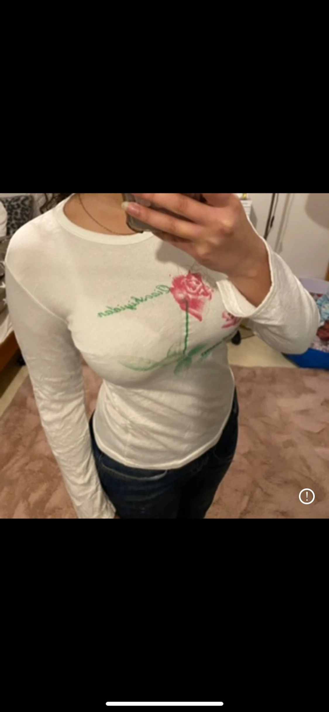 Vit långärmad tröja med rosor - 3