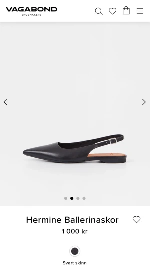 Svarta spetsiga skor Vagabond - Snygga svarta spetsiga ballerinaskor från Vagabond i modellen Hermine. Skorna har öppen häl med justerbart spänne och är tillverkade i äkta skinn. Platt sula och stilren design och passar till  allt, både till fest eller vardags🤍 Nypris 1000kr. Pris går att diskutera