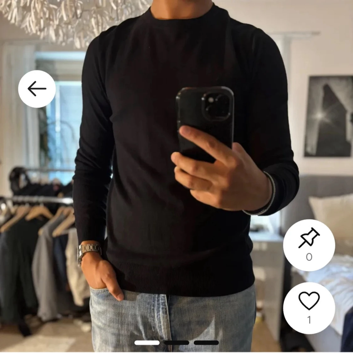 Svart långärmad tröja i bomull