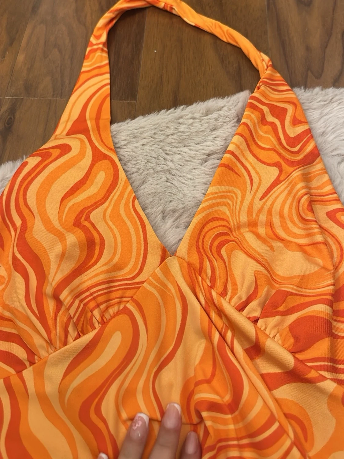 Orange halterneck klänning retro - 1